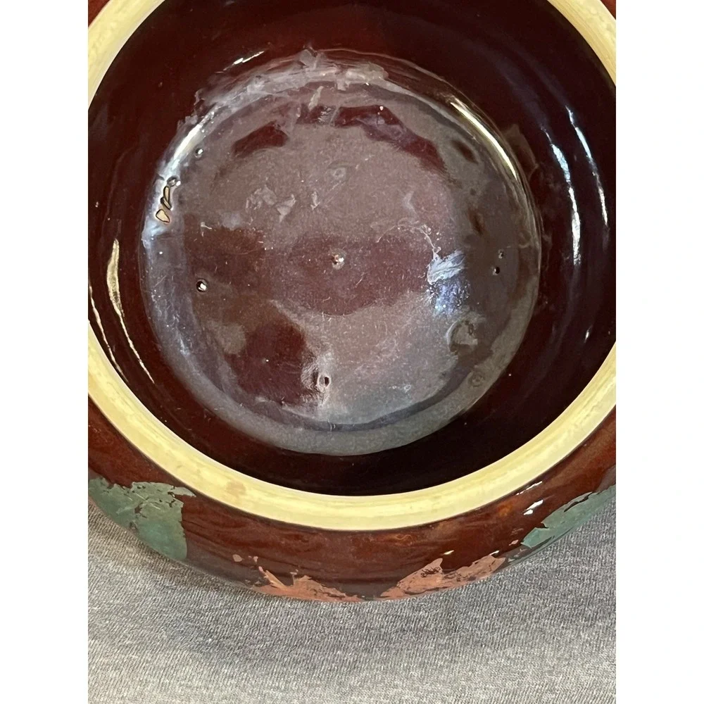 Vintage Ceramic Bean Pot With Lid & Handles Painted Floral Design‎ USA (2015)